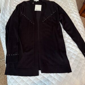 89+Madison Women’s Black Cardigan New Medium Silver studs.